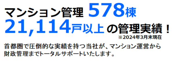 マンション管理578棟 21,114戸以上の管理実績!